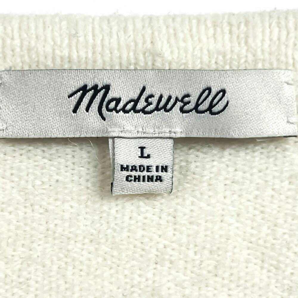 Madewell Women's Size L Cardigan Sweater Kent in Coziest Yarn Winter White Soft - Picture 8 of 10